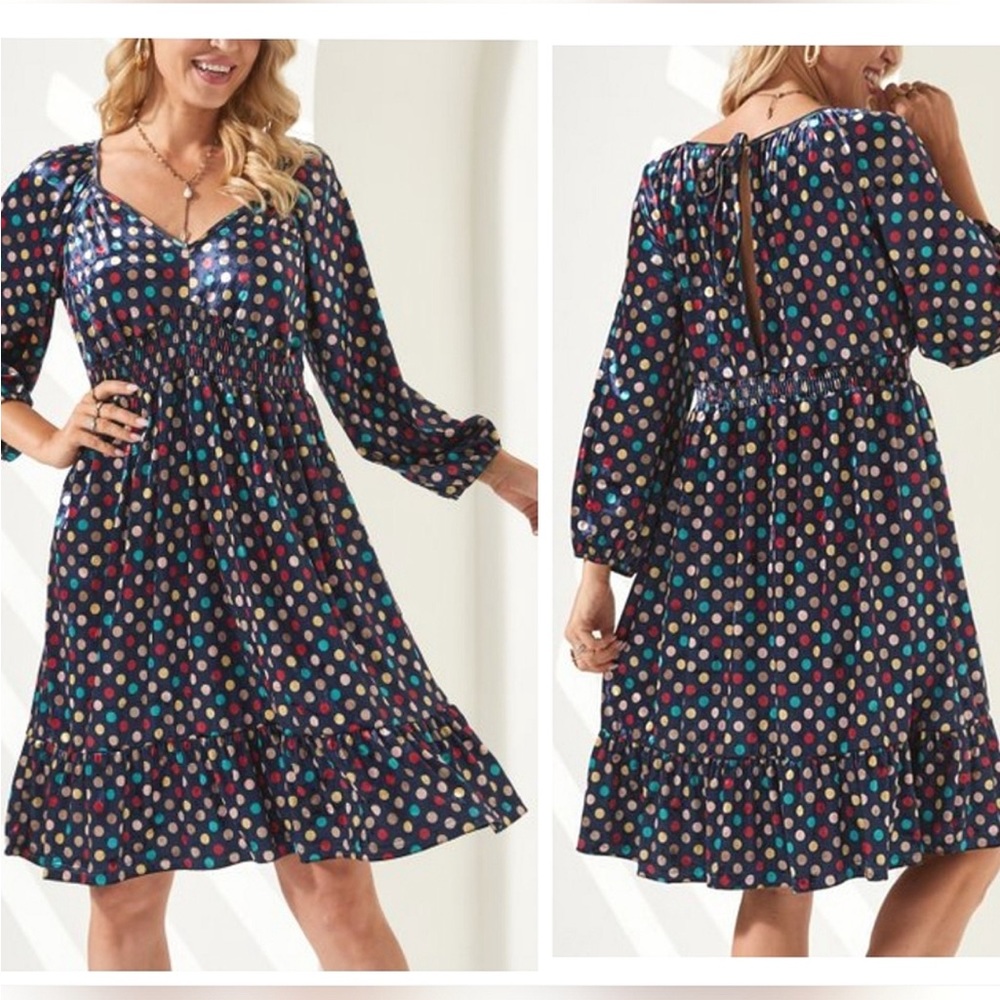 NEW Suzanne Betro polka dot velour dress